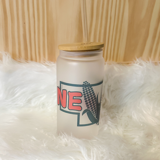 Nebraska Frosted Glass Tumbler