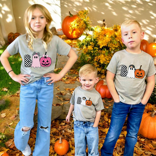 Checked boo Graphic Tshirts