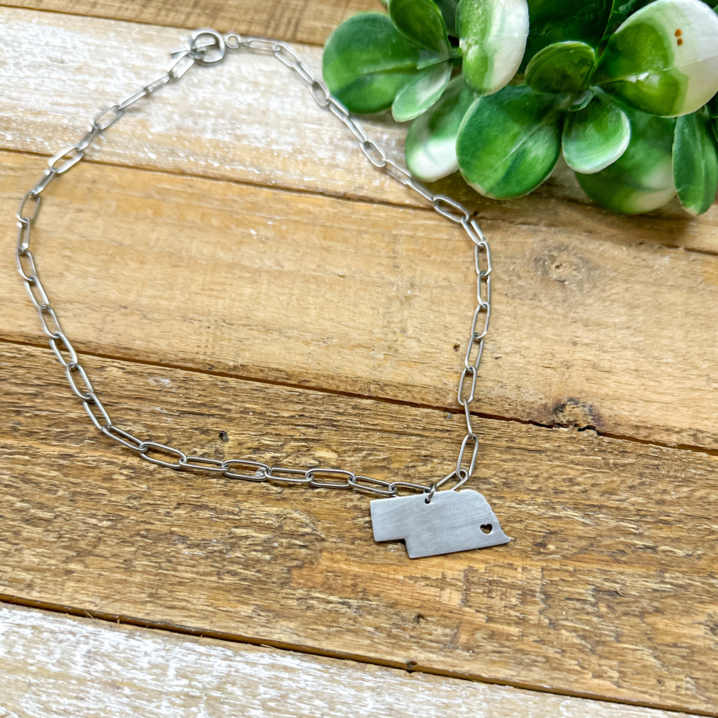 Nebraska Love Paperclip Necklace