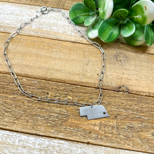 Nebraska Love Paperclip Necklace