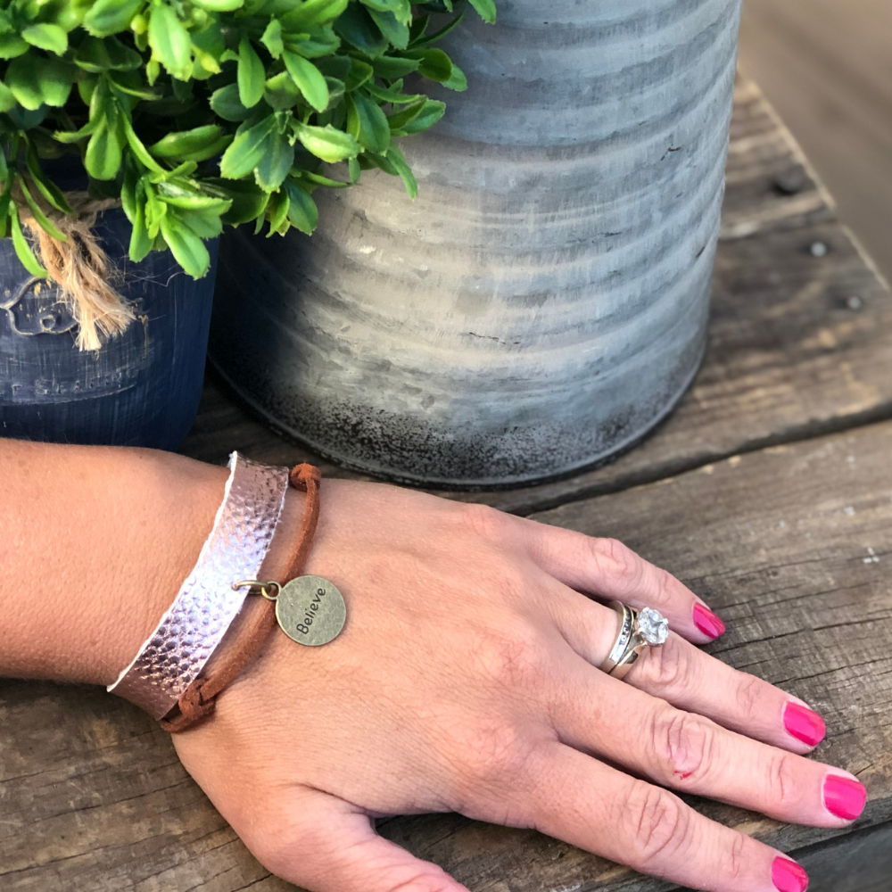 Metallic blush charm bracelet