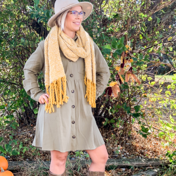 Green button down shirt dress