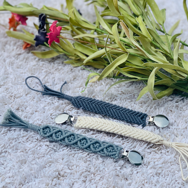 Macrame pacifier clips