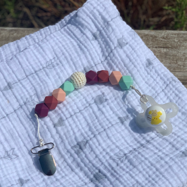 Geo Beaded Silicone pacifier clip