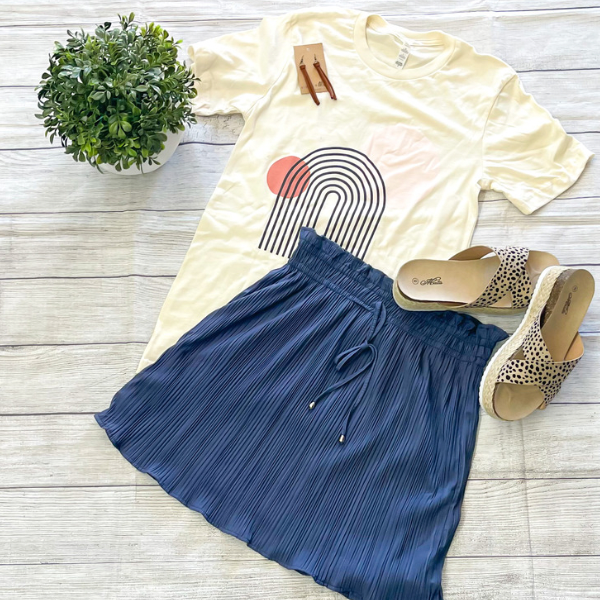 Pleaded drawstring skirt