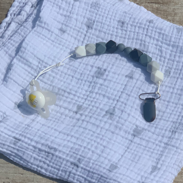 Geo Beaded Silicone pacifier clip