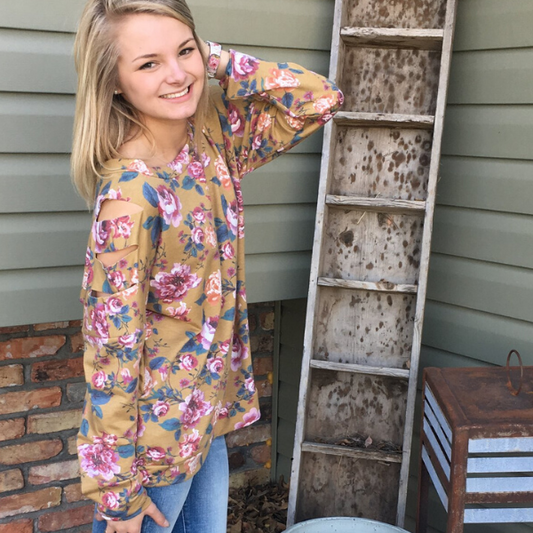 Mustard Floral Crewneck