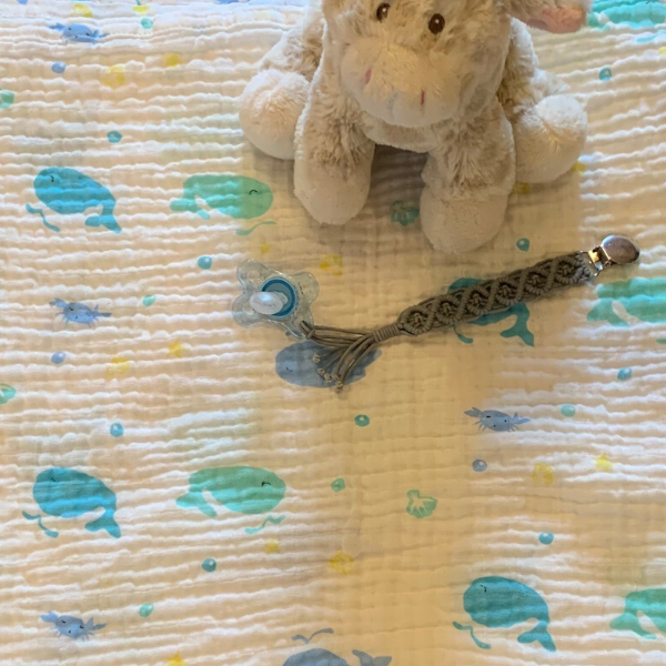 Whale muslin swaddle blanket