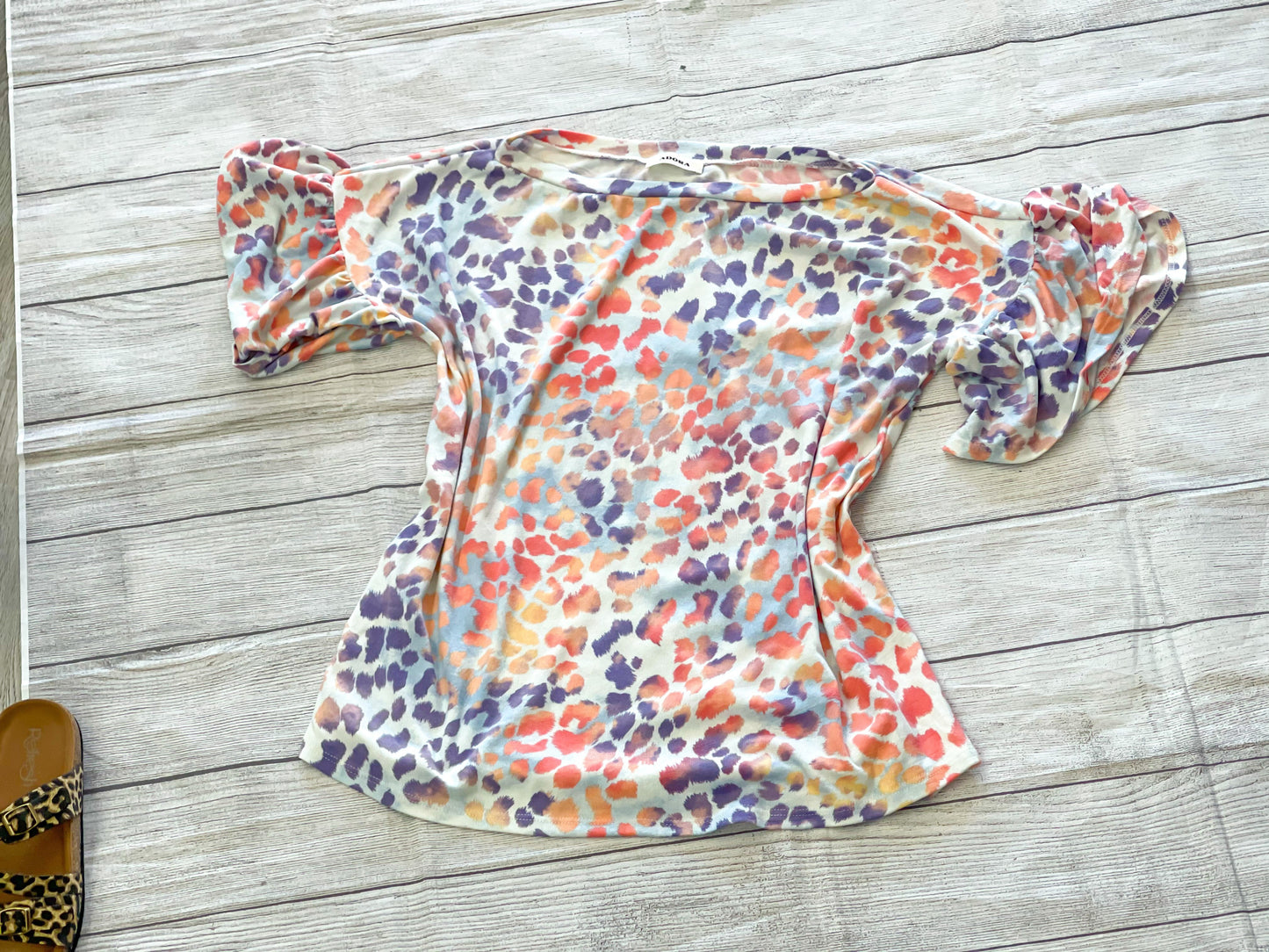 Rainbow leopard flutter shirt