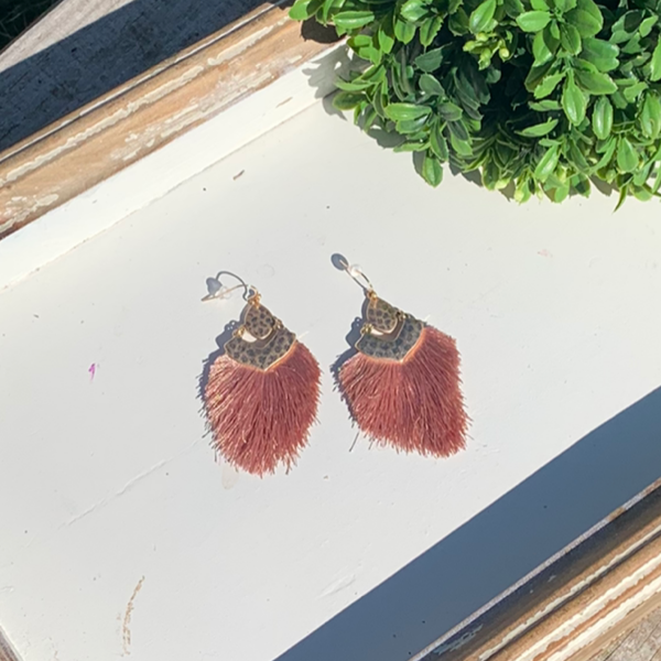Metal and fringe earrings