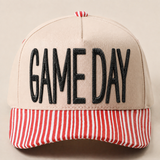 Red pinstriped bill game day hat