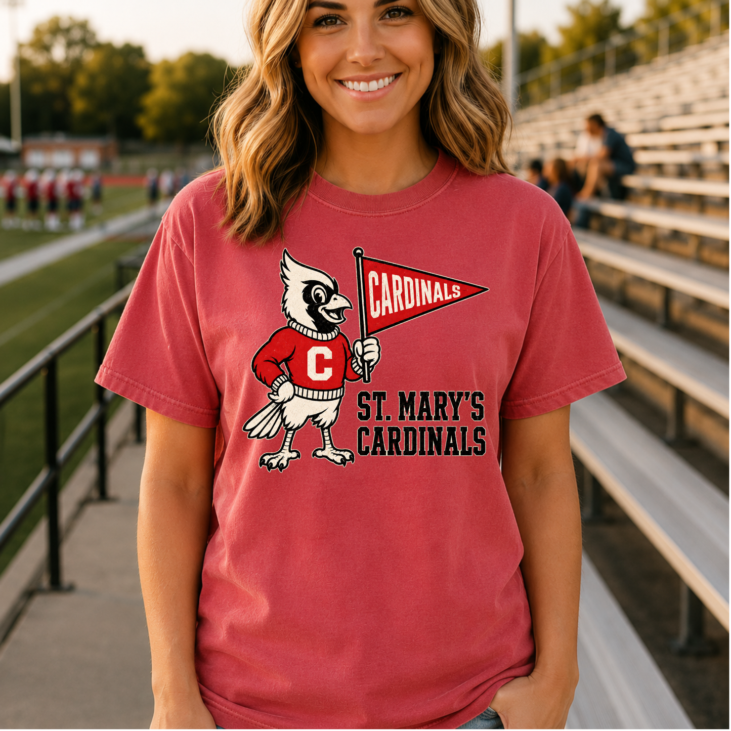 Vintage Cardinal Mascot School Spirit Tee
