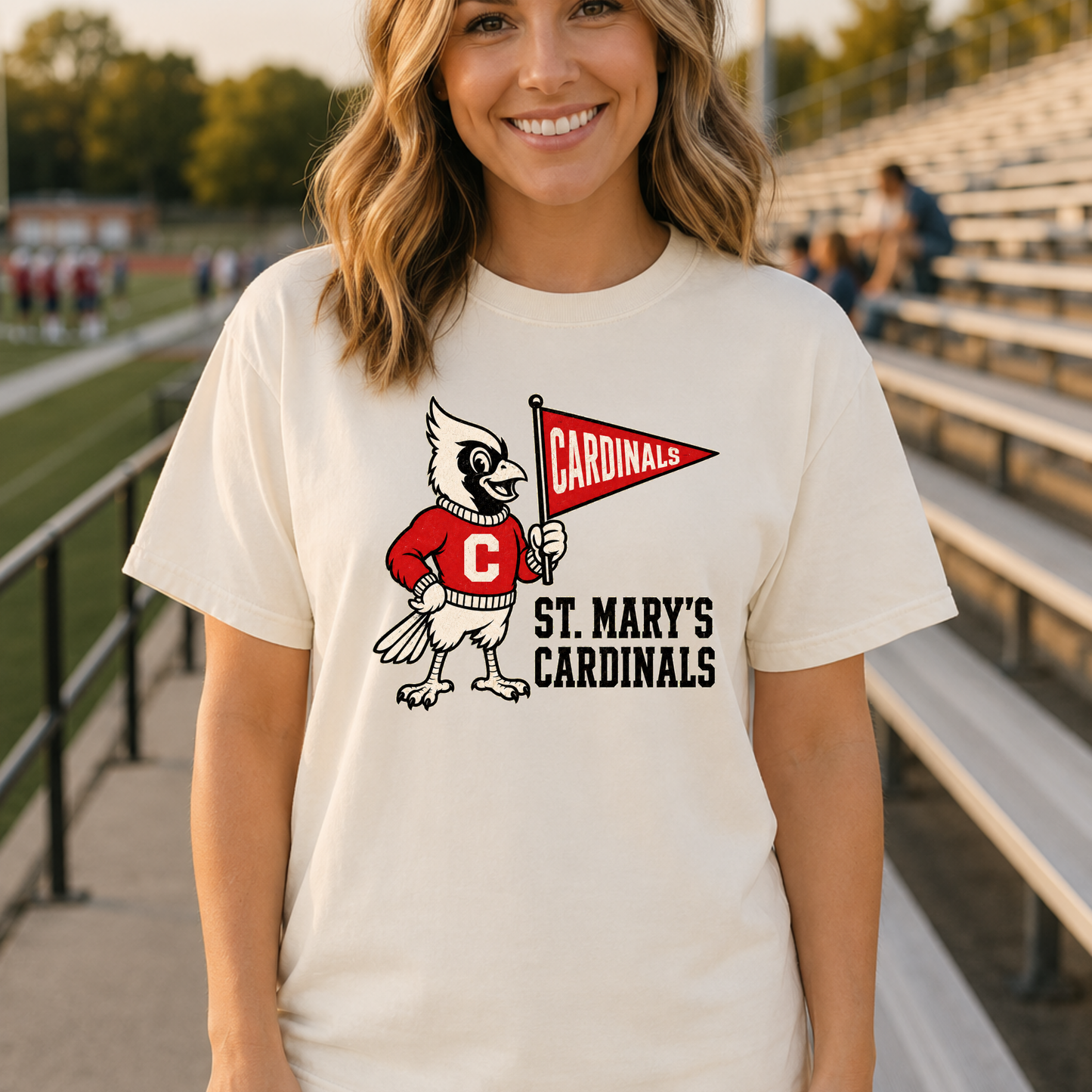 Vintage Cardinal Mascot School Spirit Tee