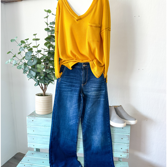 Waffle Drop Shoulder Top