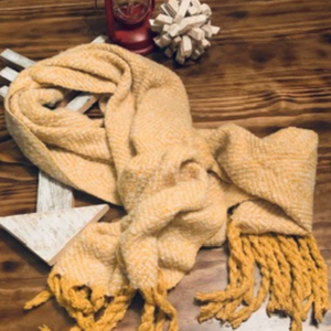 Mustard fringe scarf