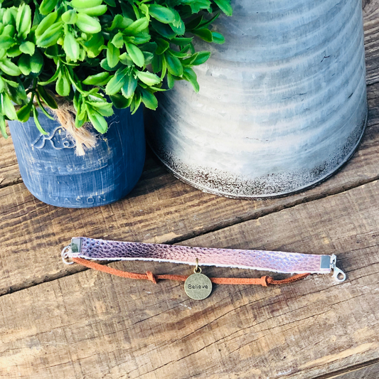 Metallic blush charm bracelet