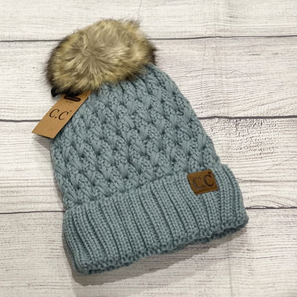 Cc lattice Pom beanie