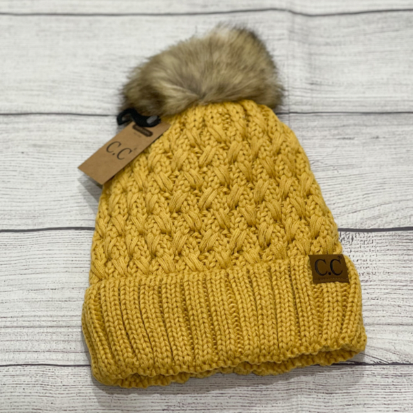 Cc lattice Pom beanie