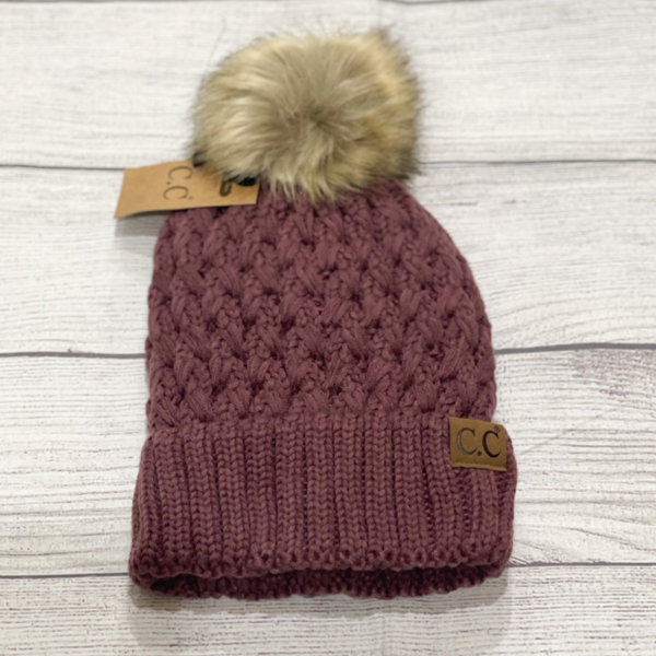 Cc lattice Pom beanie