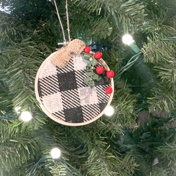 BW buffalo plaid ornaments
