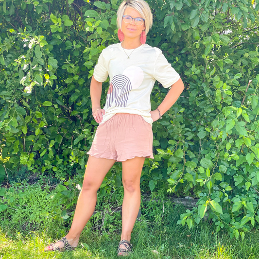 pink linen flutter shorts