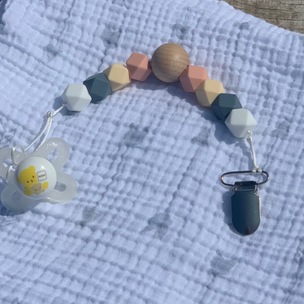 Geo Beaded Silicone pacifier clip